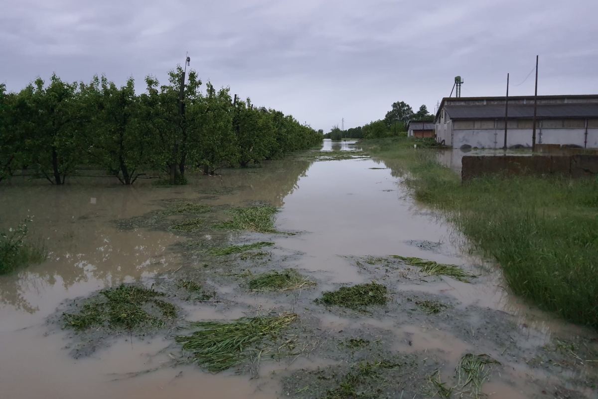 Un'immagine della campagna romagnola dopo le alluvioni dei primi di maggio 2023