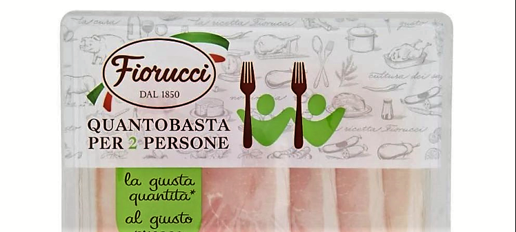 Confezione di prosciutto cotto "Quanto basta" per 2 persone, marchio Fiorucci