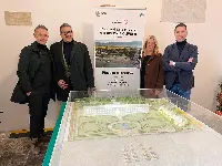 Firma e plastico e progetto dell'ex Colonia Olivetti a Sarzana