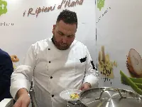 Chef Alessandro Cerciello presso lo stand Alibert, Marca 2019