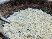 Produzione mozzarelle di bufala all'interno di uno dei casari appartenenti al Consorzio Tutela Mozzarella di Bufala Campana DOP