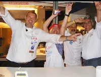 Rossopomodoro partecipa alla Cucina Italiana nel mondo. Da sx Antonio Sorrentino, Clelia Martino, Enzo De Angelis, Massimo Passarelli