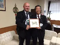 Claudio Valente, vicepresidente di Veronafiere spa, insieme a Tetsuro Nagai, presidente di Intex Osaka