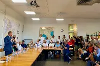 Il ministro dell'Agricoltura, della sovranità alimentare e delle foreste Francesco Lollobrigida incontra i pescatori a Goro, per affrontare l'emergenza del granchio blu (24 agosto 2023)