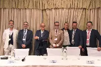 I relatori dell'evento “Qualità su misura: Le sfide della filiera per il consumatore di domani”. Da sinistra: Alessandro Bertin, Denis Pantini, Paolo De Castro, Raffaele Pilotto, Clara Fossato, Paolo Amedeo Garofalo e Mirco Pellizzer (Cittadella, 29 settembre 2023)