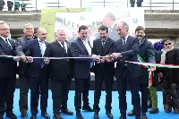 Luca Zaia, presidente della Regione Veneto, e Matteo Salvini, ministro delle Infrastrutture, all'inaugurazione dei lavori del sistema Leb del Cologna Veneta (Vr), 8 marzo 2023
