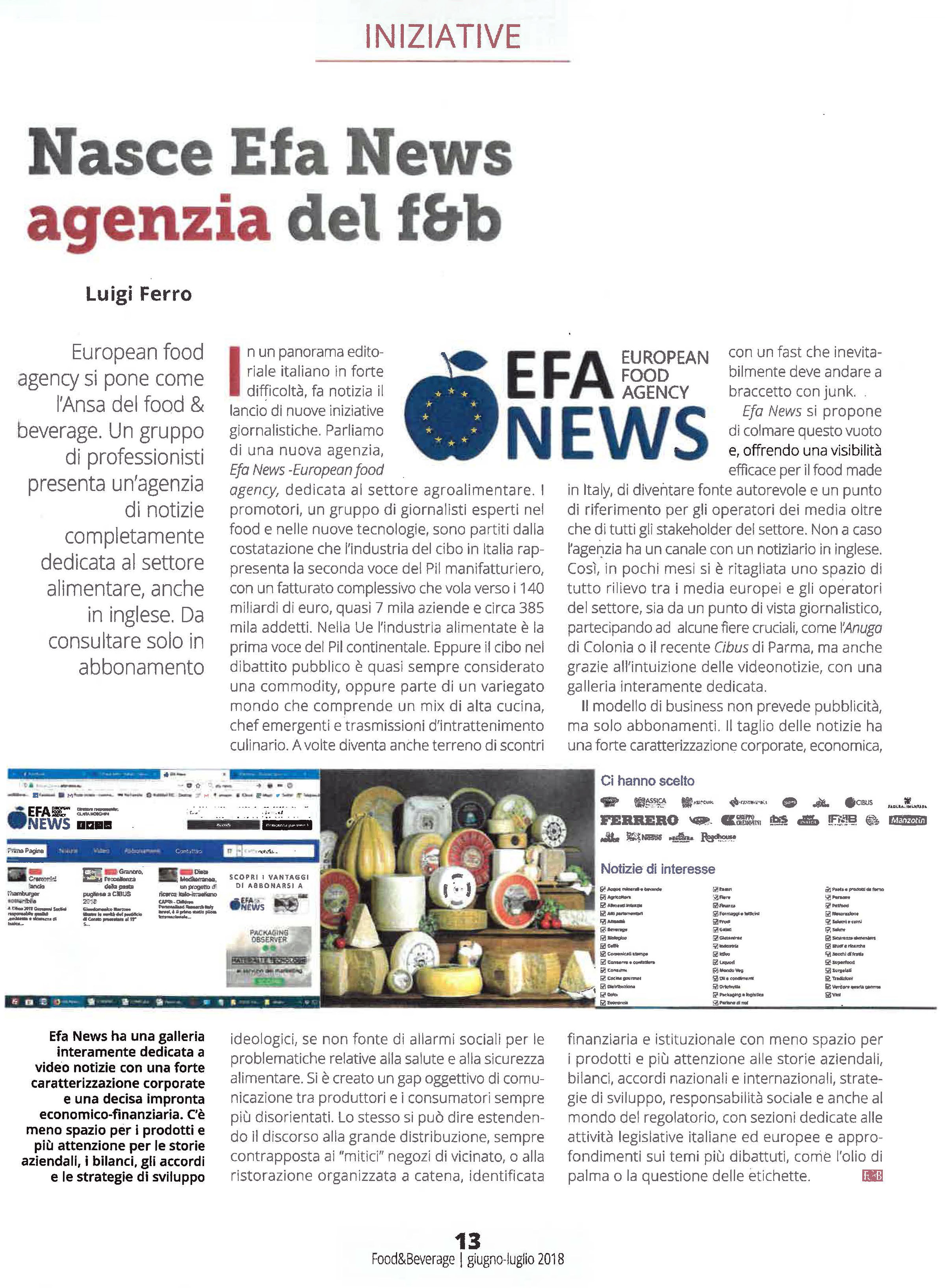 Articolo tratto dalla rivista Food & Beverage di giugno-luglio 2018