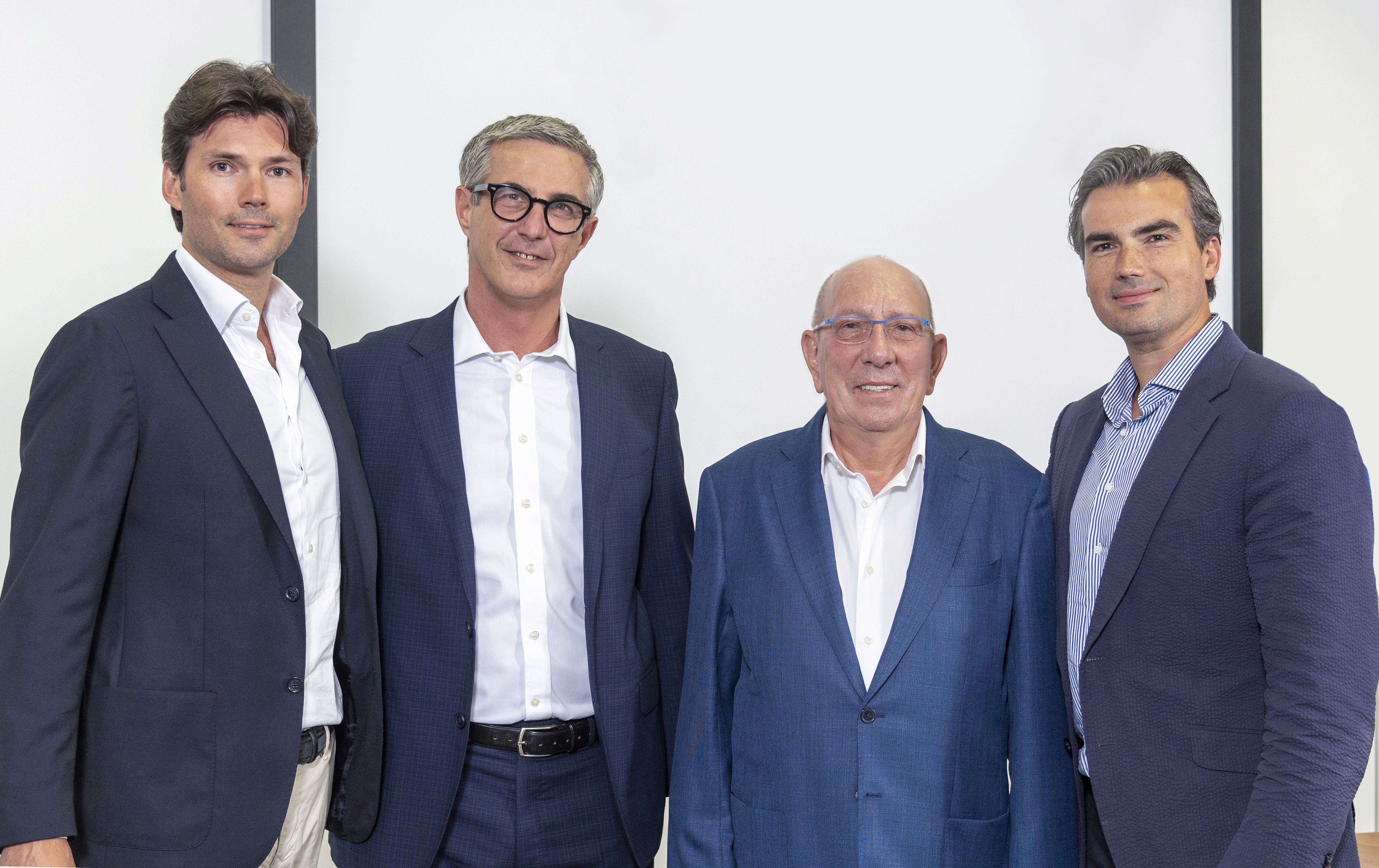 I vertici Nutkao. Da sx, Daniel Peeters, Federico Fulgoni (Ceo), Giuseppe Braida (fondatore e principale azionista), Marcel Peeters
