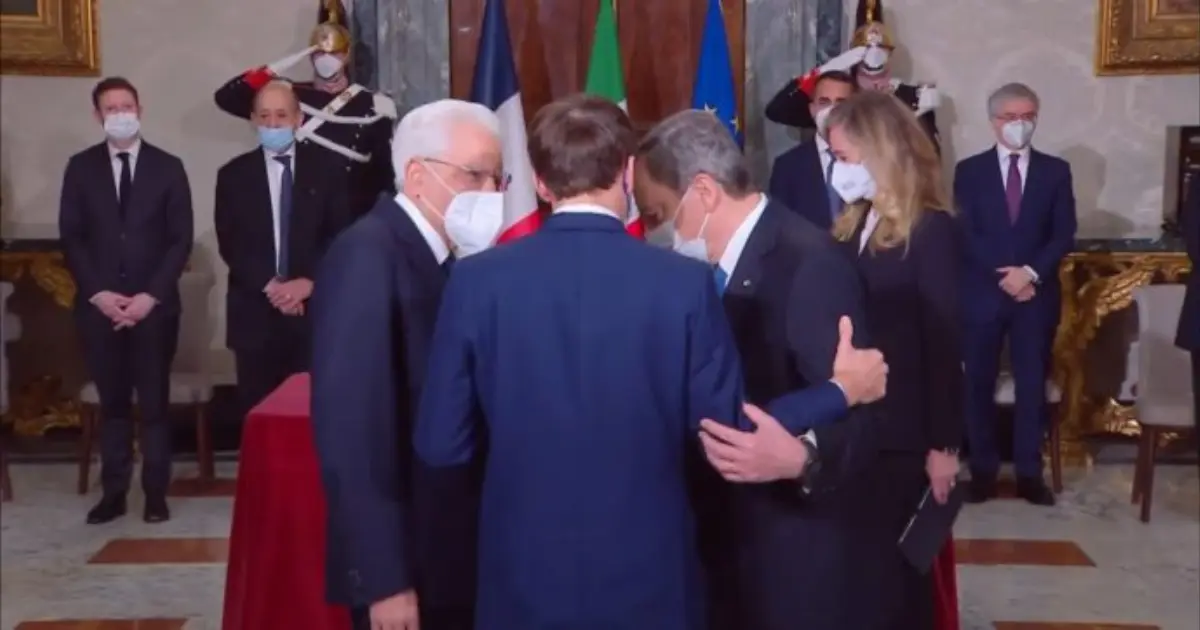Mattarella Draghi e Macron