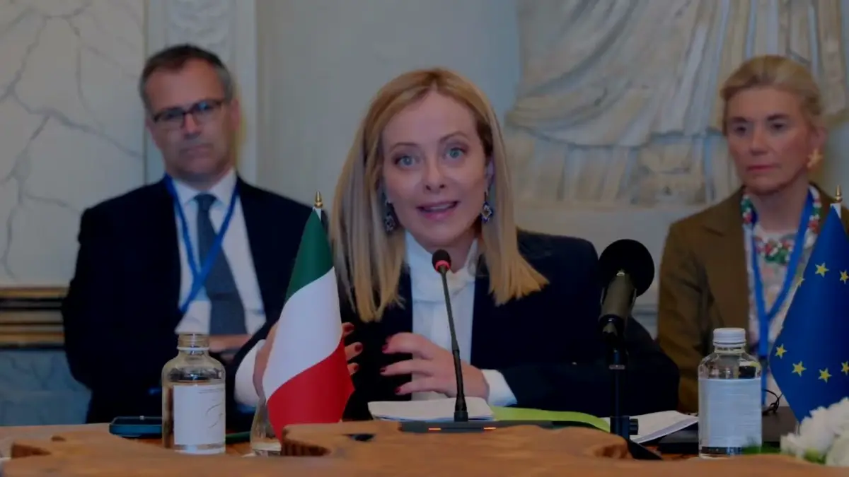 Il presidente del Consiglio Giorgia Meloni durante il vertice "The Mattei Plan for Africa and the Global Gateway: A common effort with the African Continent" (Roma, 20 giugno 2025)