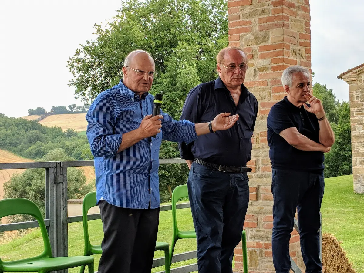 Da sinistra, Bruno Garbini, Giovanni Fileni, ed Enrico Loccioni ad una presentazione del progetto Arca (Foto d'archivio)