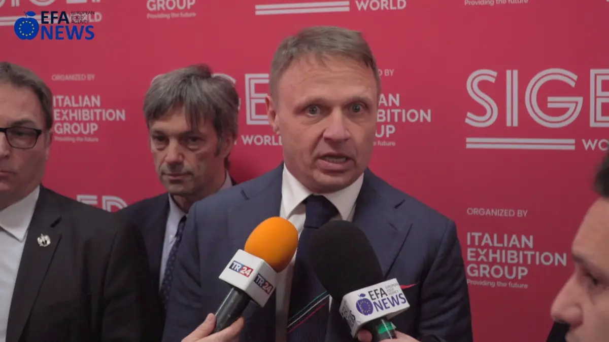 Il ministro dell'Agricoltura, Francesco Lollobrigida, a Sigep 2025
