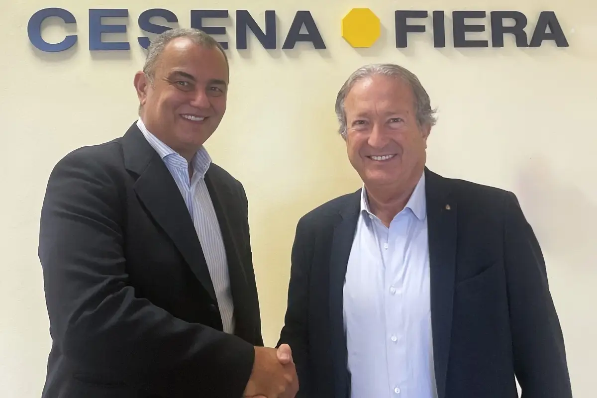 Da sinistra: Paolo Borgio e Patrizio Neri, rispettivamente Event Manager di Macfrut e presidente di Cesena Fiera