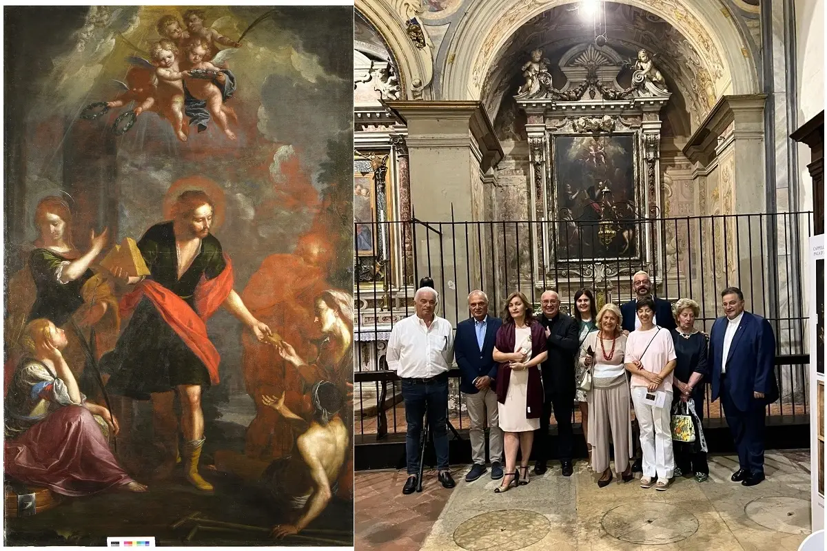 Post restauro San Lucio e partecipanti alla cerimonia di riconsegna (Chiesa di San Giuseppe, Brescia, 12 luglio 2025)