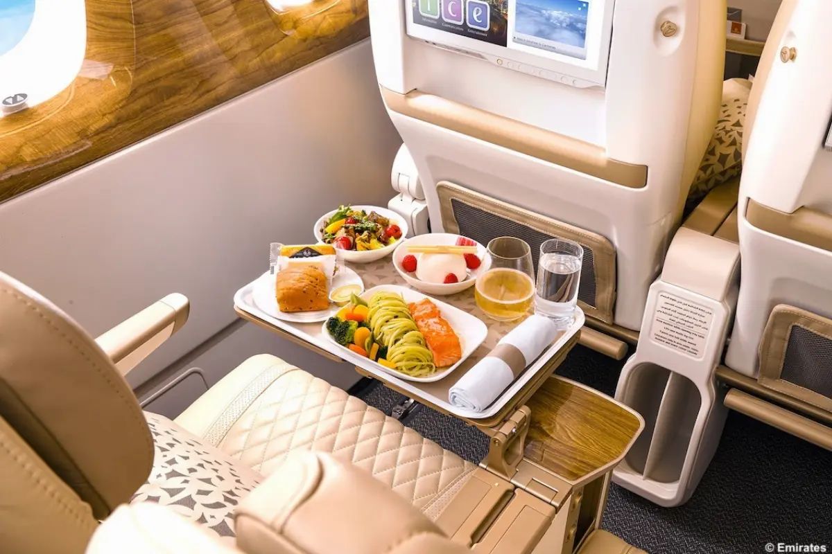 Meal served on board of an Emirates' aircraft