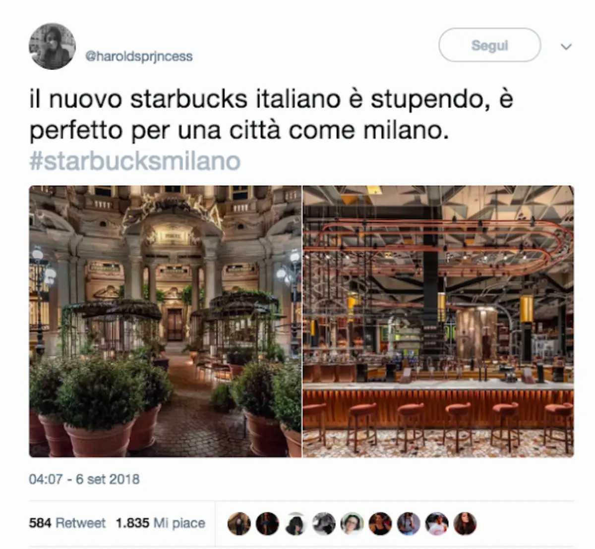Twitter su Starbucks a Milano