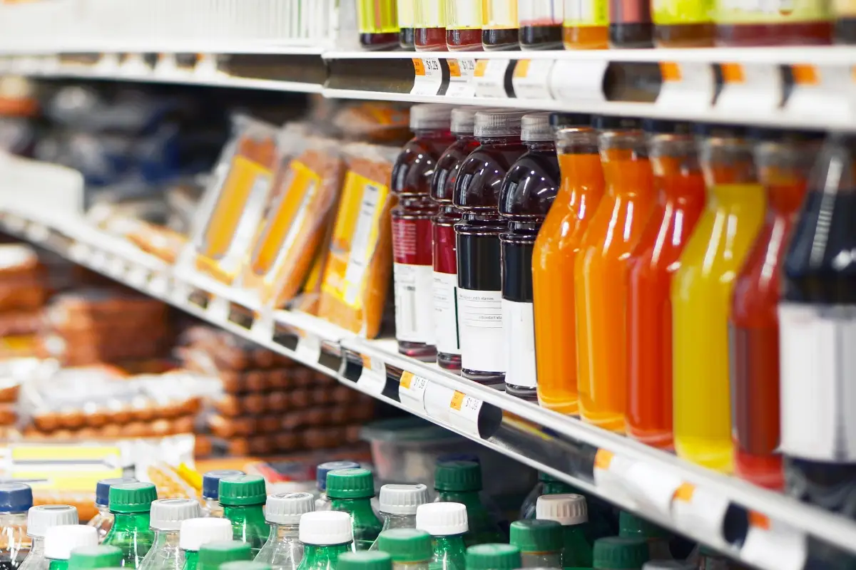 Analcolici sullo scaffale di un supermercato
