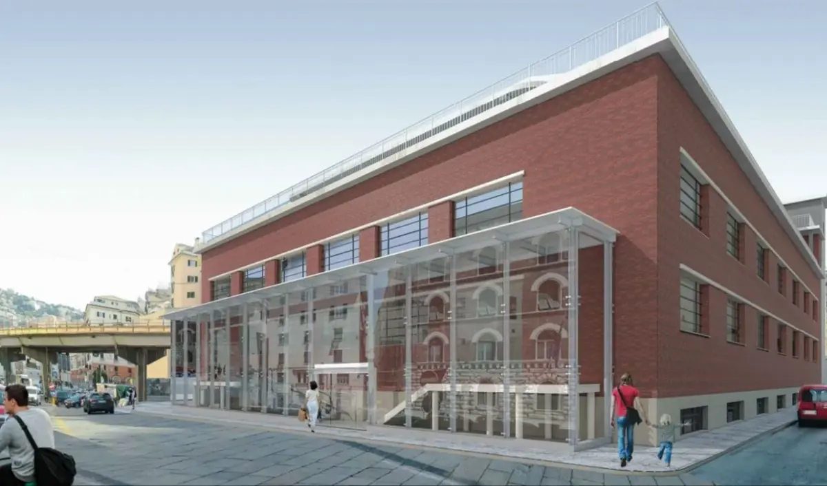Rendering del nuovo mercato del pesce di Genova dove sorgeranno un supermercato Conad e un punto vendita Grondona