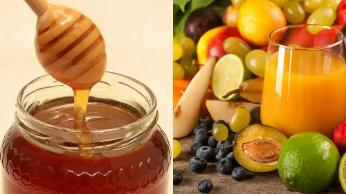 Miele, frutta e succhi di frutta