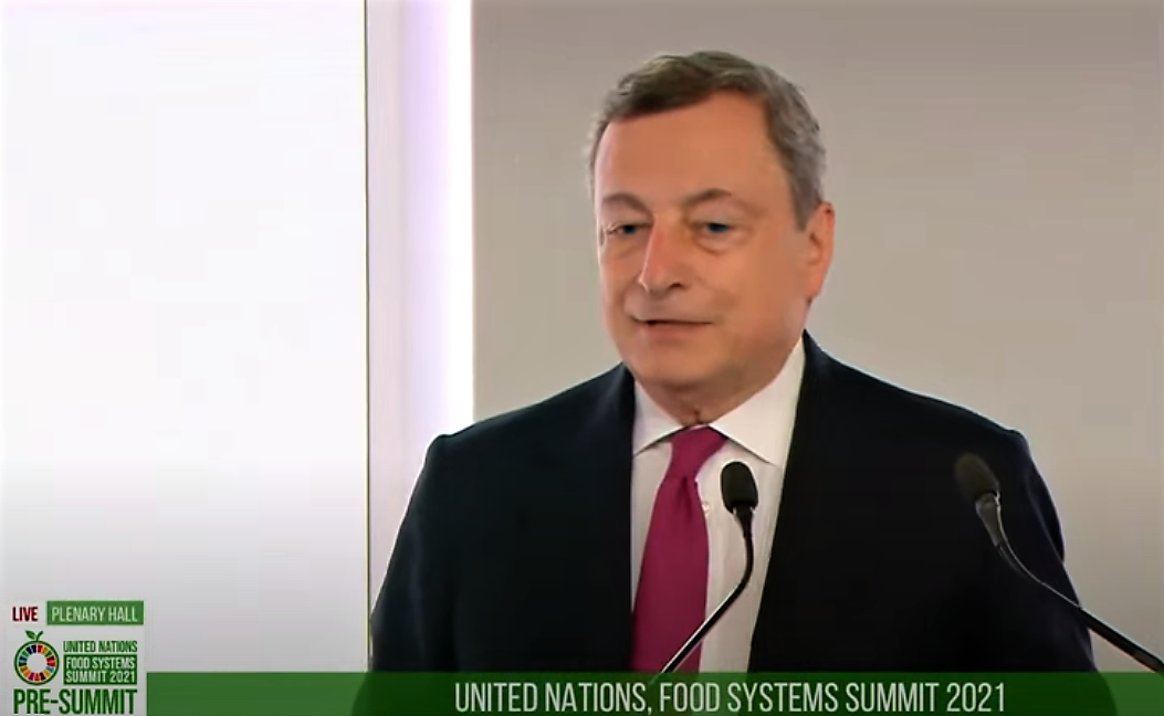 Draghi interviene al pre-summit Onu sui sistemi alimentari, Roma, 26 luglio 2021