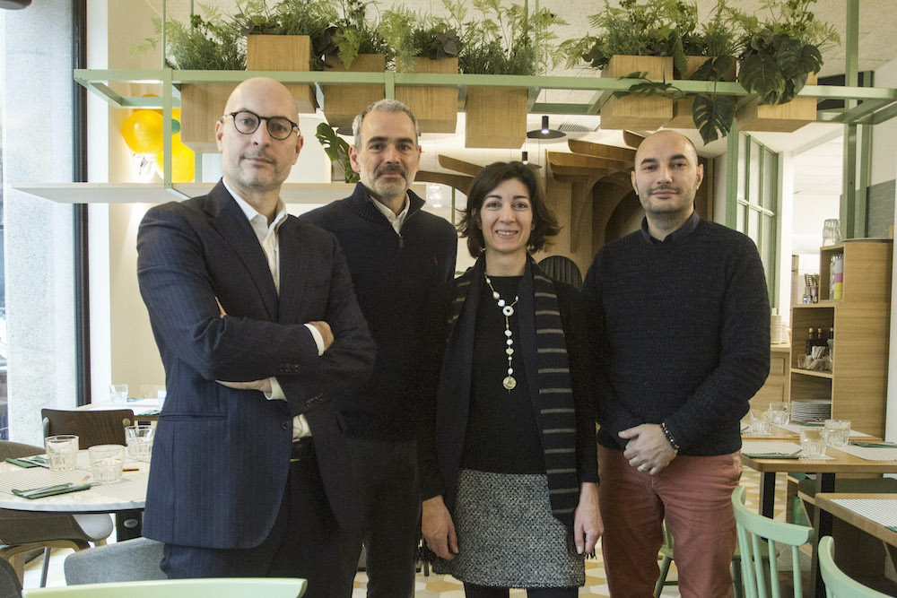 Da sx: Marco Santini, Pres. Benvenuto Holding Srl; Marco Lampitelli, CMO; Cristina Tajani, Assessora del Comune di Milano; Roberto Pasciucco, Ceo Benvenuto
