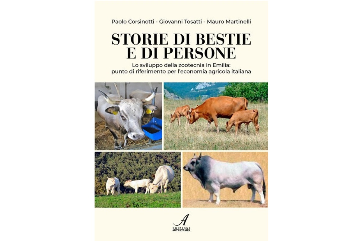 Copertina "Storie di bestie e di persone. Lo sviluppo della zootecnia in Emilia: punto di riferimento per l'economia agricola italiana" di Paolo Corsinotti, Giovanni Tosatti e Mauro Martinelli