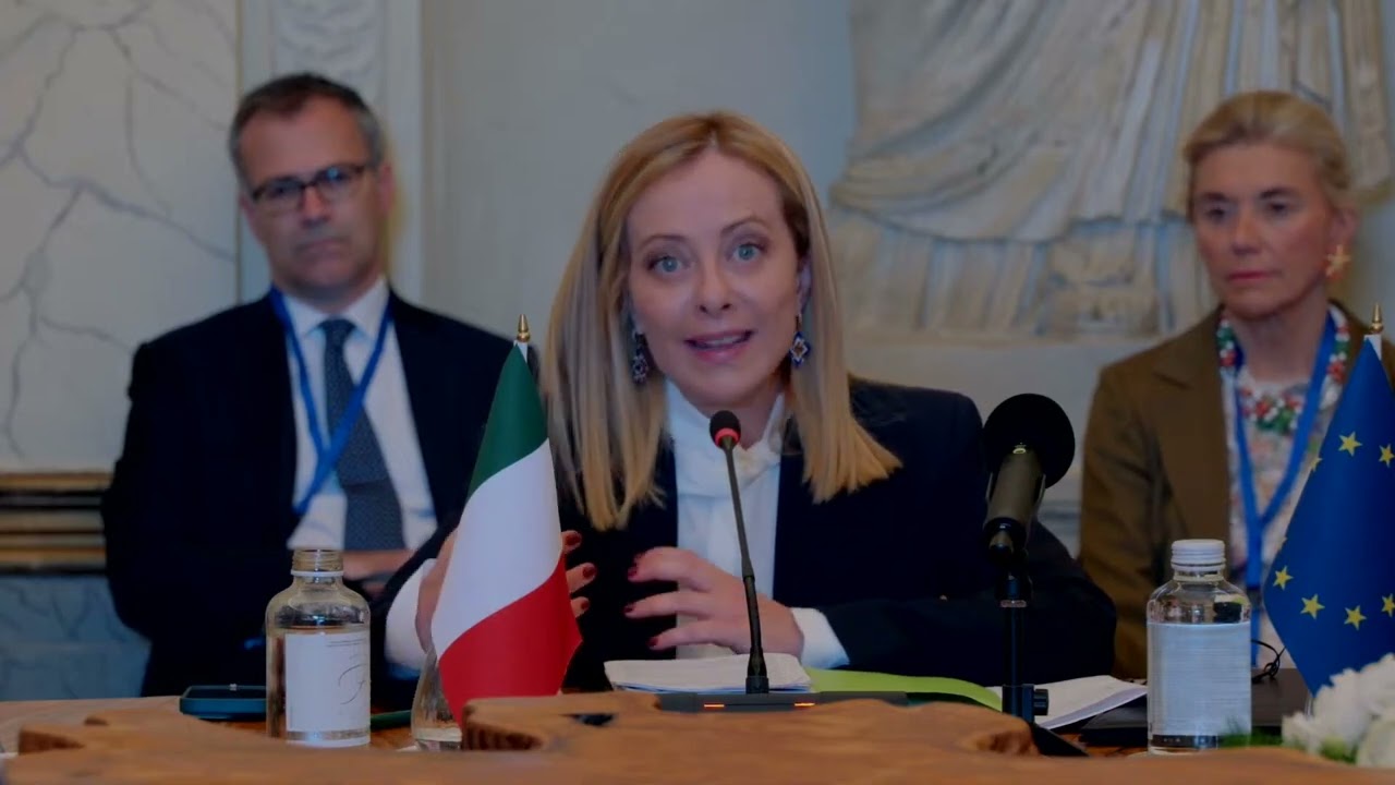Il presidente del Consiglio Giorgia Meloni durante il vertice "The Mattei Plan for Africa and the Global Gateway: A common effort with the African Continent" (Roma, 20 giugno 2025)