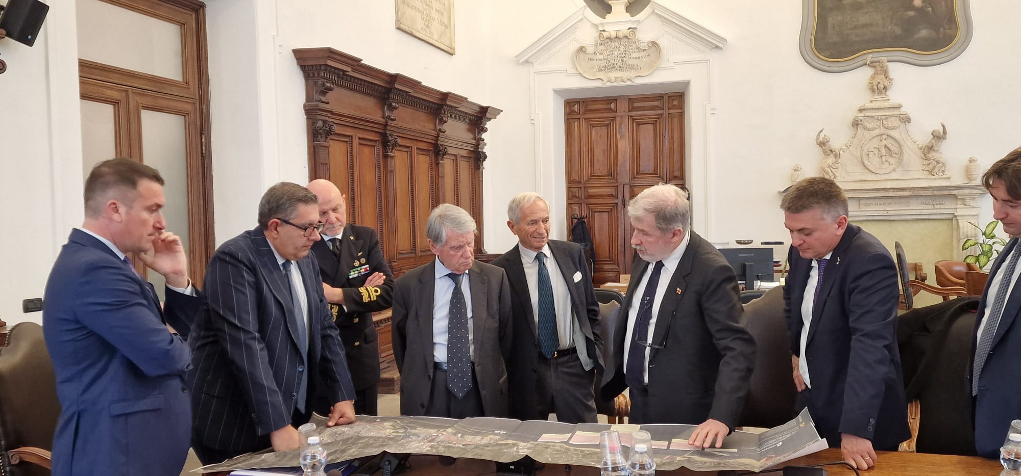 Incontro a Genova tra il governatore Giovanni Toti, il sindaco di Genova Marco Bucci e il presidente di Msc Gianluigi Aponte