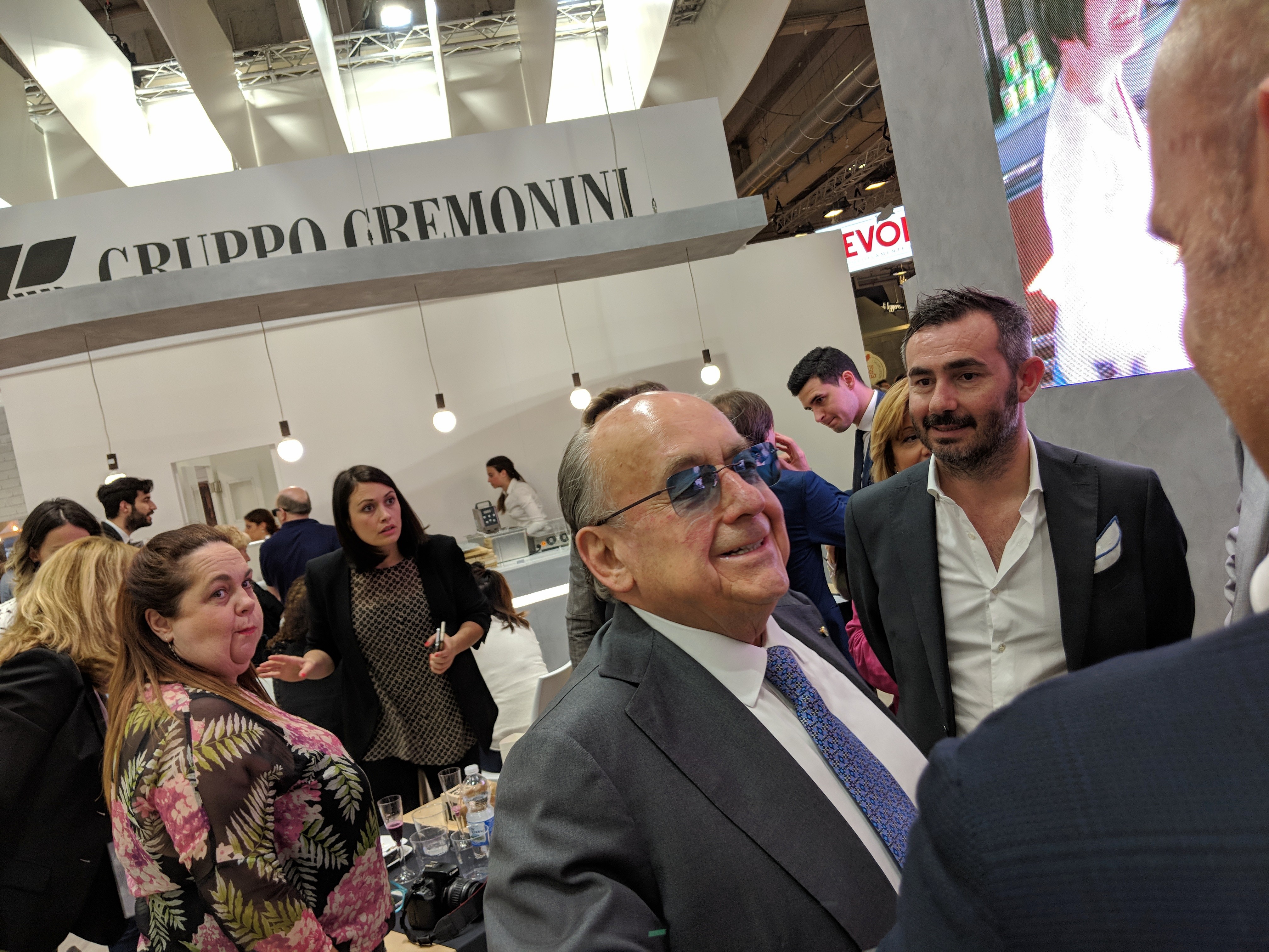 Il Cavaliere Luigi Cremonini, presso gli stand del Gruppo Cremonini in occasione della fiera Cibus 2018