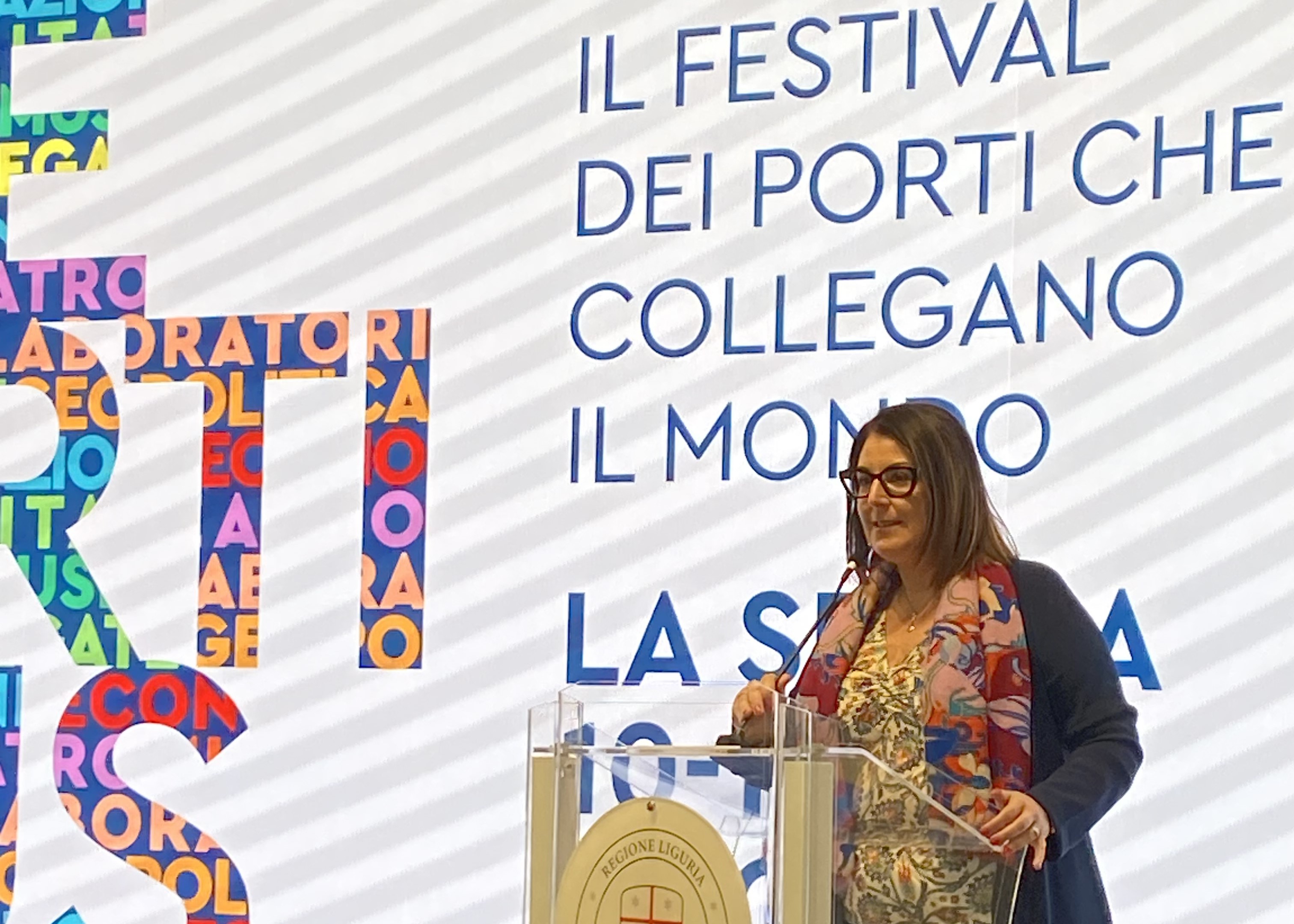 Segretario Generale dell’AdSP Mar Ligure Orientale Federica Montaresi alla presentazione di DePortibus, il Festival dei porti che collegano il mondo