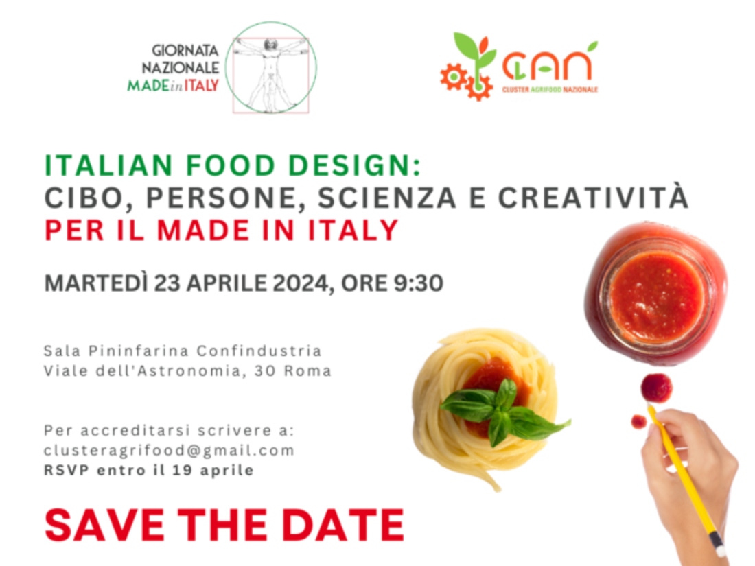 Locandina Italian Food Design: “Cibo, Persone, Scienza e Creatività per il Made in Italy”