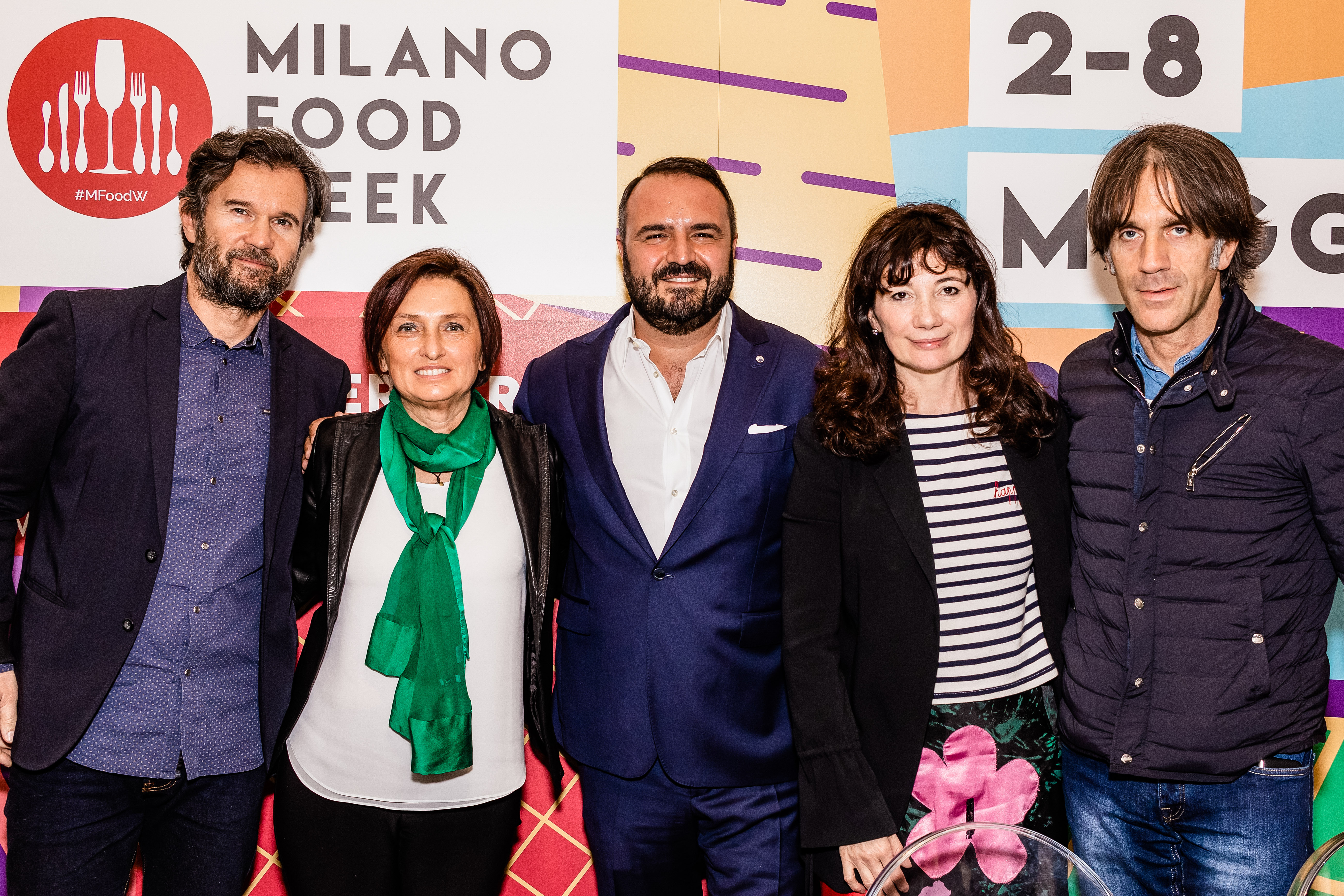Da sinistra, Carlo Cracco, Fabiana Scavolini, Federico Gordini, Maddalena Fossati e Davide Oldani
