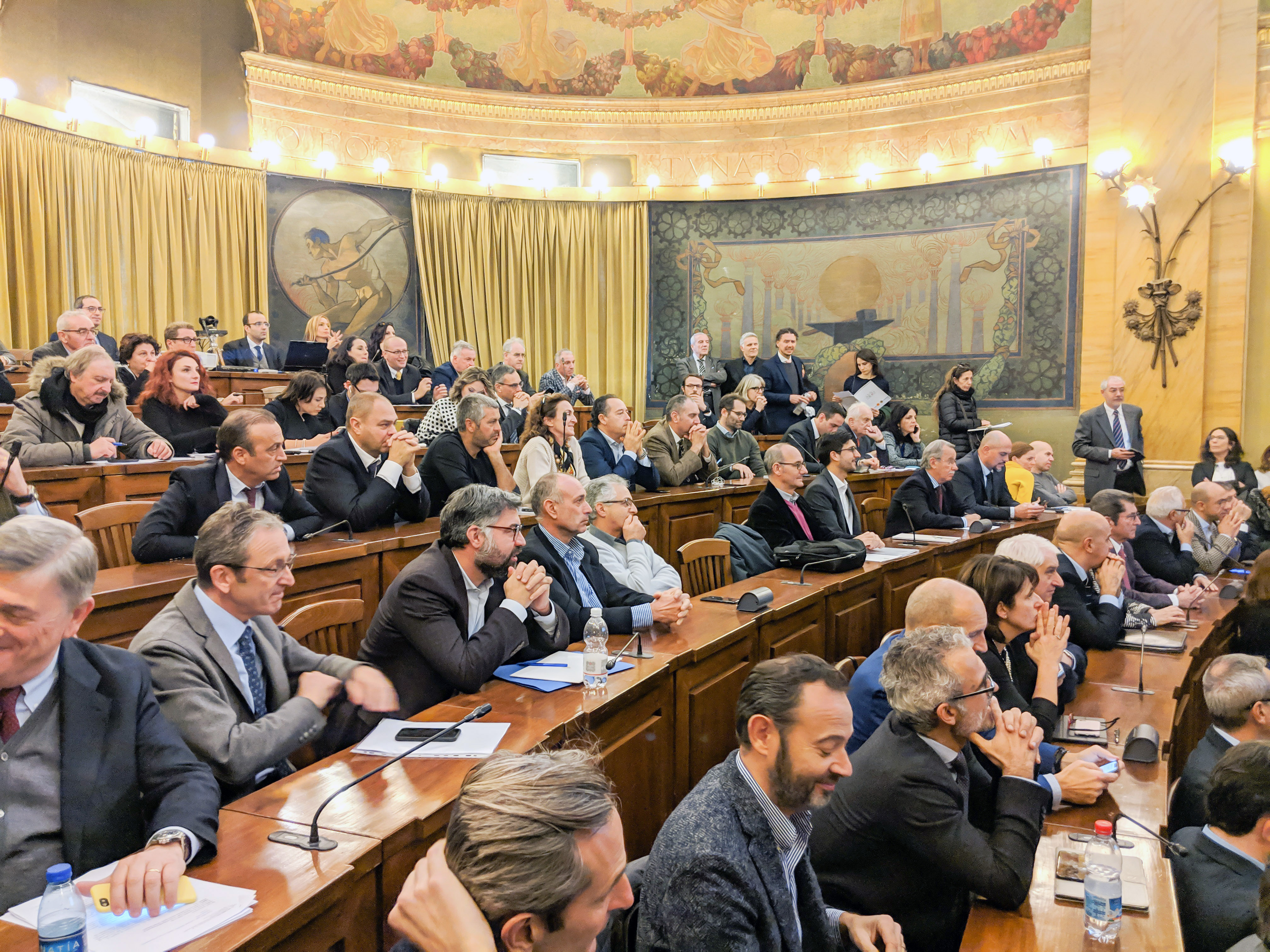 Nicola Cesare Baldrighi, Presidente AICIG Domenico Raimondo, Presidente Afidop Lorenzo Beretta, Presidente Isit Massimo Vittori, Direttore Origin, presentano Origin Italia (AICIG) presso la Sala Cavour del MIPAAFT in data 30 novembre 2018