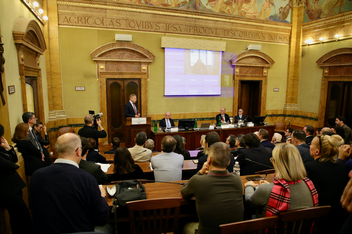 Il ministro dell'Agricoltura, della Sovranità alimentare e delle Foreste, Francesco Lollobrigida, interviene durante la conferenza stampa "Masaf digitale"