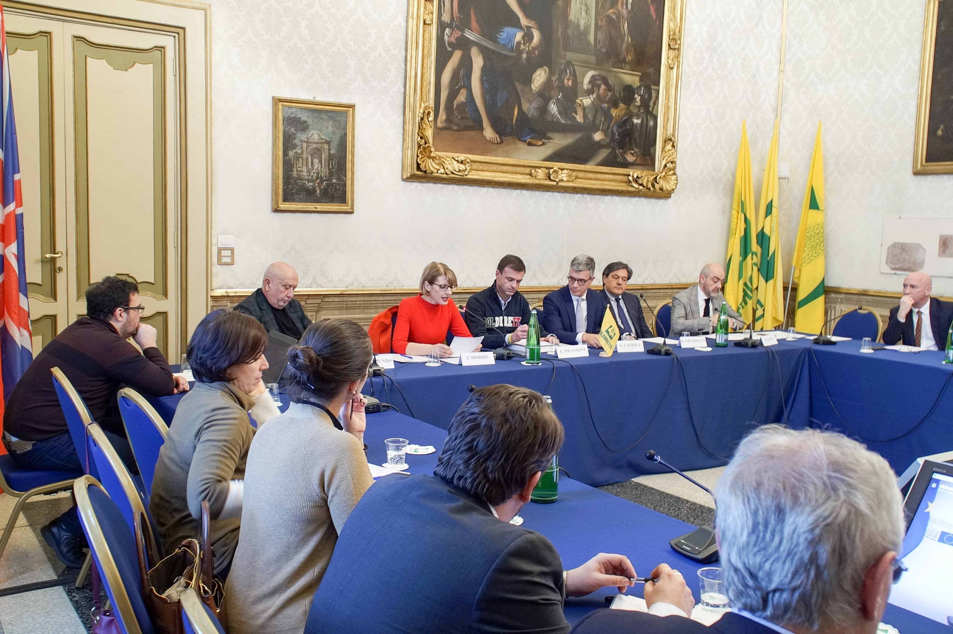 Firma dell'intesa post-Brexit Italia-Regno Unito per una filiera del pomodoro etica e sostenibile, avvenuta il 12 febbraio 2019 presso la sede nazionale Coldiretti a Roma