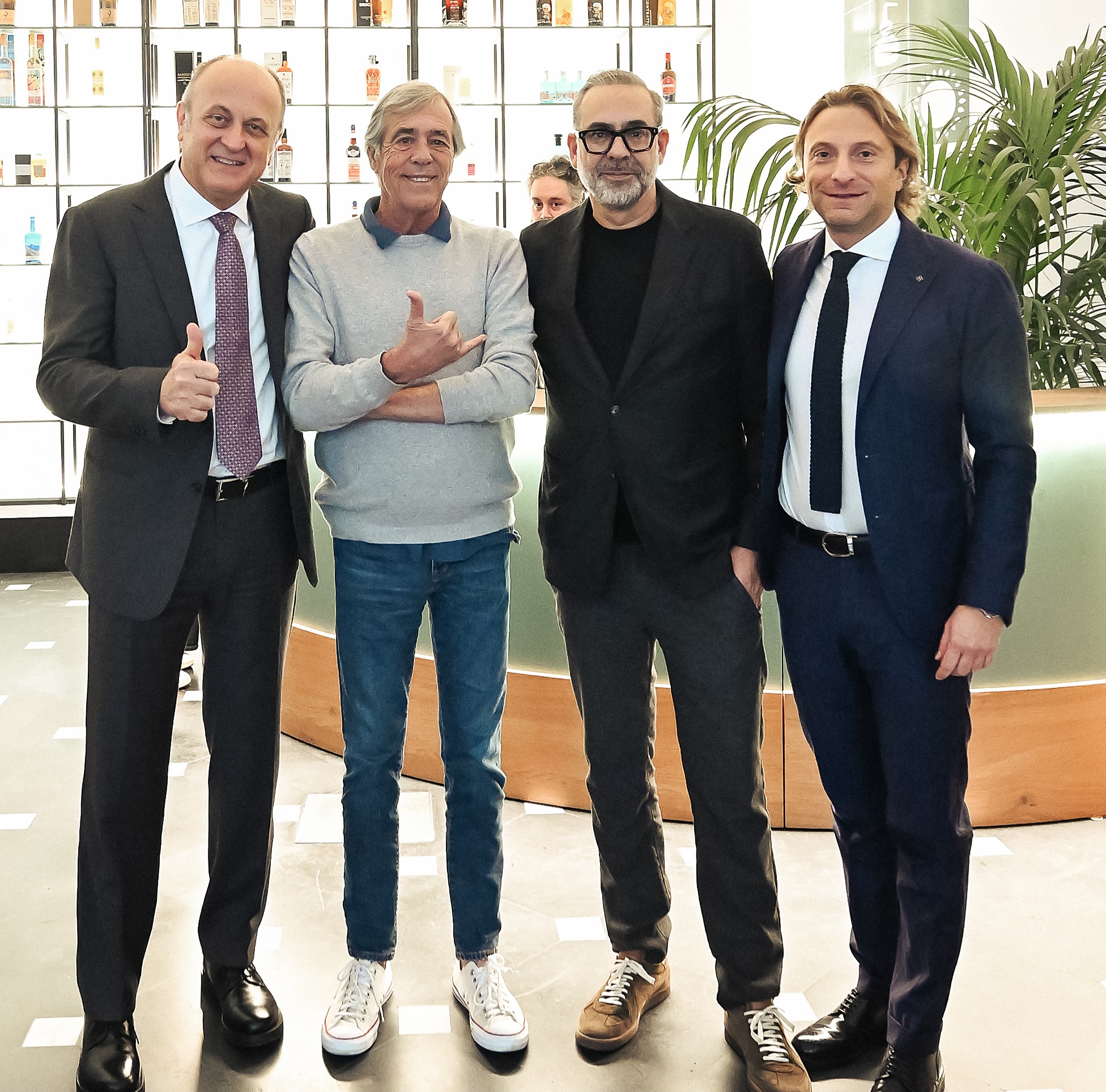 Genoa Store a Genova. Da sinistra: Dan Sucu presidente Genoa; Luca Gargano presidente Velier; ceo del Genoa, Andres Blazquez; Flavio Ricciardella dg Genoa