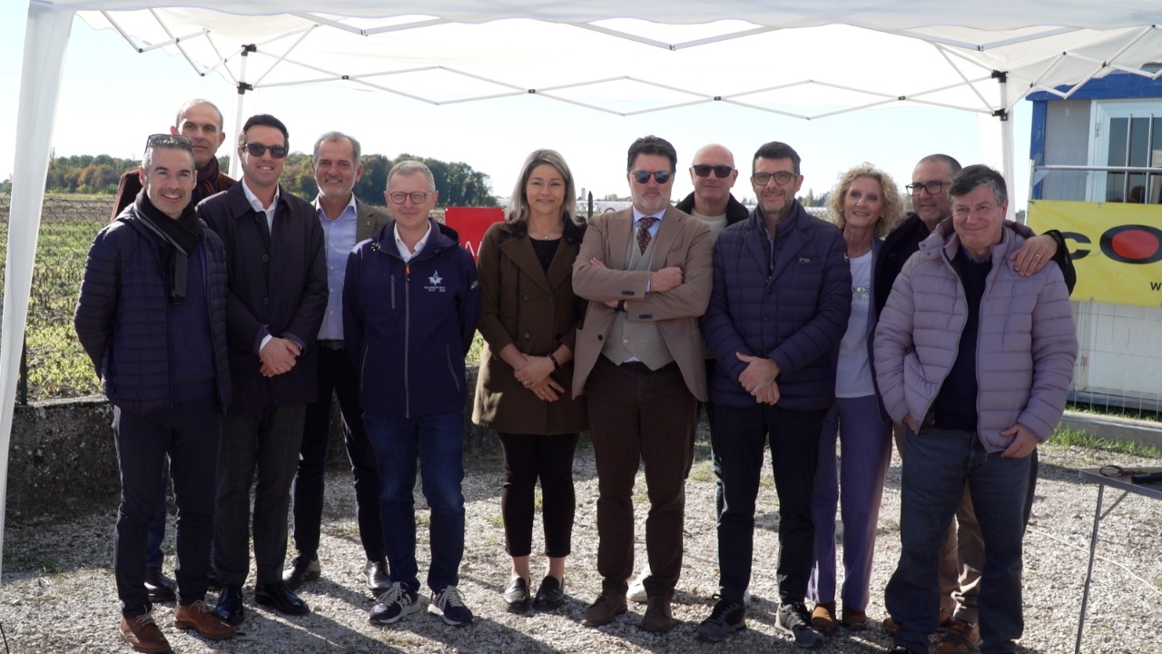 Un momento della cerimonia di oggi a Flaibano (PN) per inaugurazione cantiere agrosistema irriguo