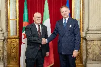 Il miinistro dell'Agricoltura, Francesco Lollobrigida, riceve al Masaf il suo omologo algerino Abdelmadjid Tebboune (Roma, 23 luglio 2025)