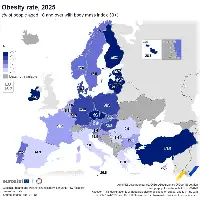 Cartina geografica obesit&agrave; Ue per Paese