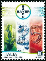 Francobollo celebrativo dei 125 anni di Bayer in Italia
