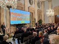 Giansanti parla all'evento di Confagricoltura svoltosi all'ambasciata italiana a Berlino, a margine dell'edizione 2020 di Fruit Logistica